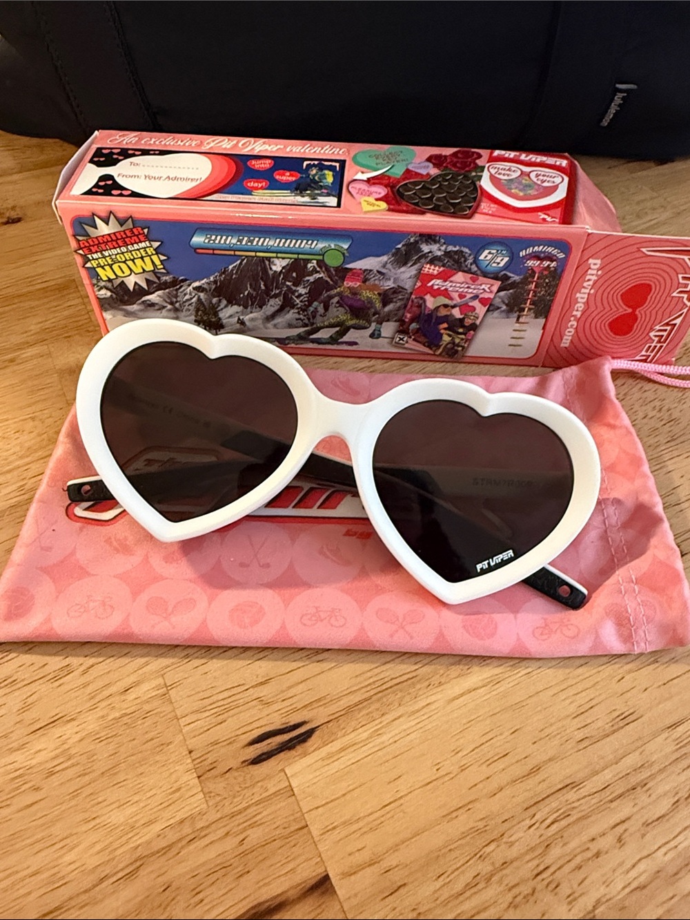 Pit Viper White Heart-Shaped Sunglasses with Dark Lenses